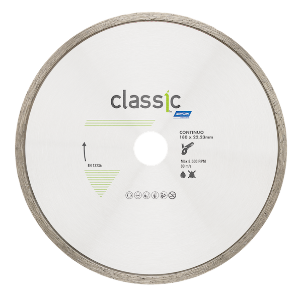 Disco Diamantado Continuo  180x5,0x22,2 Cerámicos, piedras de alta dureza, azulejos y porcelanato Línea Classic