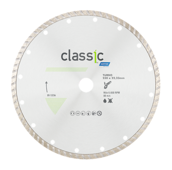 Disco Diamantado Turbo 230x8,0x22,2 Mármoles, granitos y piedras decorativas Línea Classic/Standard
