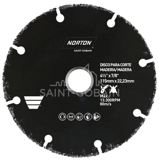 [69957315168] Disco para Madera 115 x 22,2  Madera Corte de Madera - Amoladora