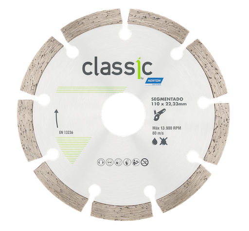 [70184634332] Disco Diamantado Segmentado 110x7,5x22,2 Concreto, ladrillos y tejas Línea Classic/Standard